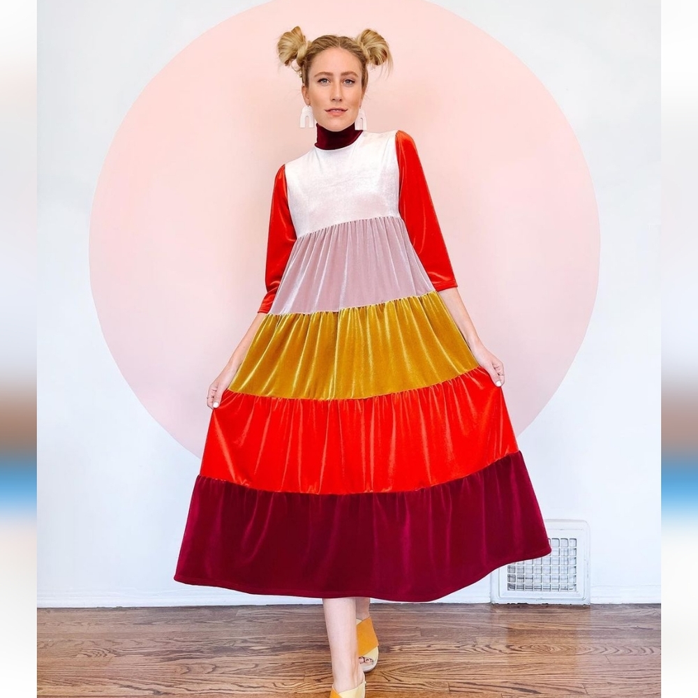 Dazey LA Colorblock Maxi Dress - Red, Pink, Yellow, Burgundy